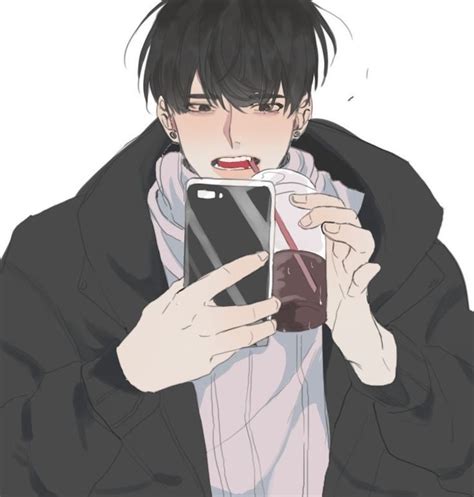 Aesthetic Boy Drinking Coffee Viral And Trend In 2020 Anime Boy Boy Art Anime Art