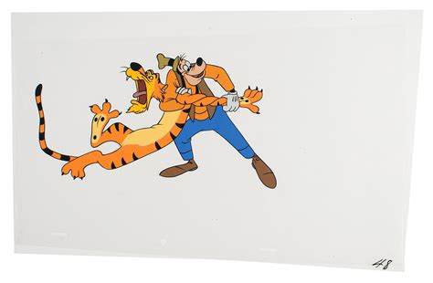 Goofy And A Tiger Production Cel From The Disneyland Tv Show Rr