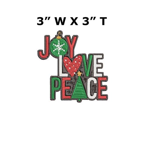 Joy Love Peace Embroidered Patch Iron On Sew On Merry Etsy