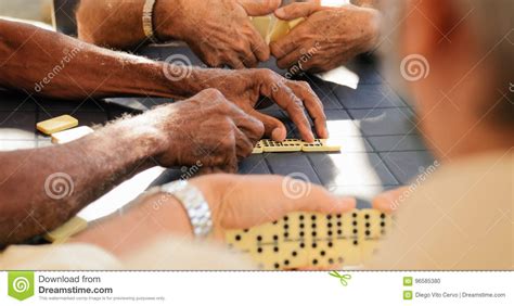 Retired Old Men Playing Domino Game With Friends Stock Photo Image Of