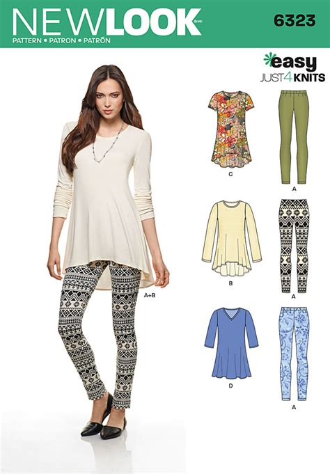 Get a screen lock pattern with wallpaper in no time! New Look 6323 Misses' Knit Leggings and Pullover Tunics ...