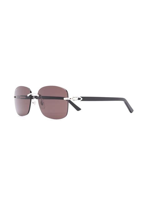 Cartier Eyewear C Décor Rimless Rectangular Frame Sunglasses Farfetch