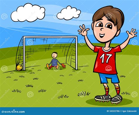 Boy Playing Soccer Cartoon Illustration Royalty Free Stock Image