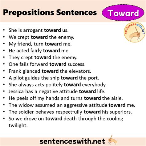 Preposition Toward Sentences Examples Preposition Toward In A Sentence