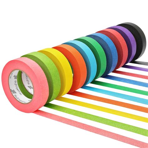 Skytogether Colored Masking Tape 1 Inch Wide Rainbow Color