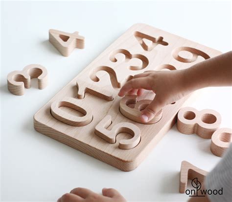 Wooden Number Puzzle 0 9 Montessori Waldorf Solid Wood Toy Etsy