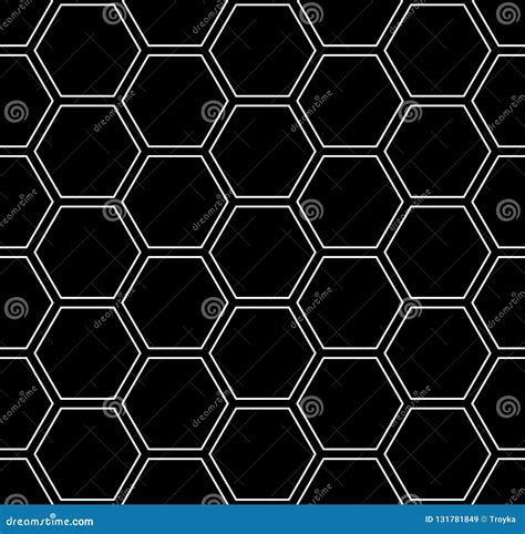 Seamless Hexagons Patterns Set Black And White Geometric Backgrounds