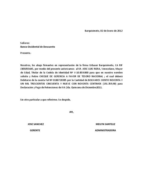 Carta De Autorizacion Cheque Gcia