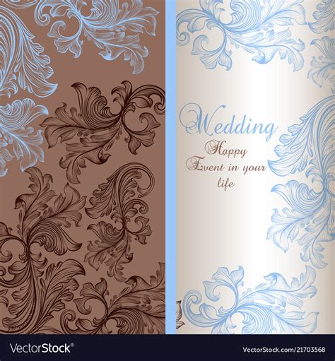 Elegant Wedding Greeting Card With Swirls Vector Image