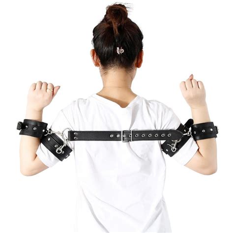 Pu Leather Body Bondage Black Armband Handcuffs Bondage Sex Toy Slave