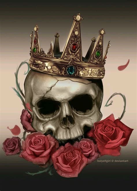 Картинки по запросу Skull With Crown Skull Thigh Tattoos Skull Rose