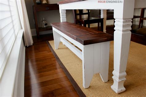 Farmhouse table and bench plans are available online for us to adopt.farmhouse table and bench plans.farmhouse tables can be a big investment, literally and physically, so you'll want to choose a project that matches up with your skillset.for the table leg beveled edges, it was a bit tricky. DIY Farmhouse Bench | Free Plans | Rogue Engineer