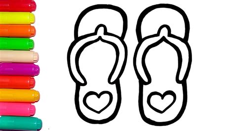 How To Draw A Flip Flops Easy For Kids Flip Flops Drawing And