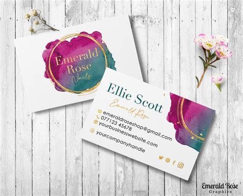 Pre Made Pink Teal And Gold Logo Business Watercolour Logo Etsy