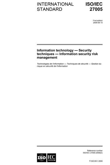 Isoiec 270052008 Information Technology Security Techniques