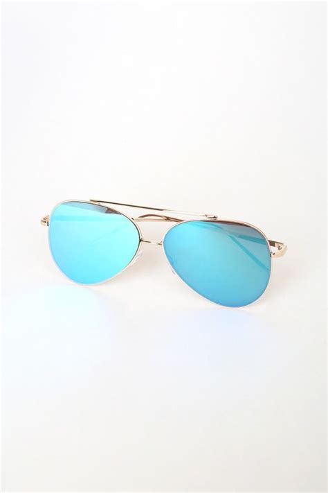 Let S Reflect Gold And Blue Mirrored Aviator Sunglasses In 2020 Mirrored Aviator Sunglasses