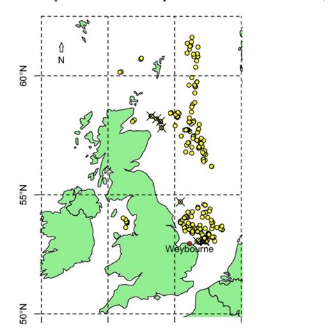 Map Of The North Sea Showing The Locations Of All Uk Offshore Oilgas