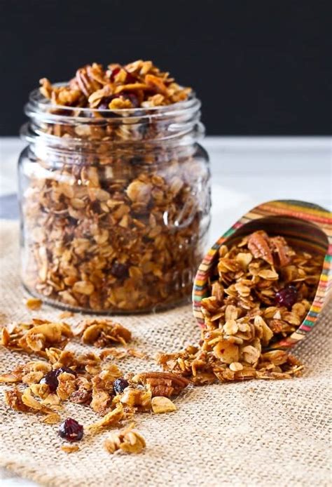 I found one in my seemingly endless stash of recipes and cook books. Easy Granola Recipe with Pecans and Cranberries - Rachel Cooks