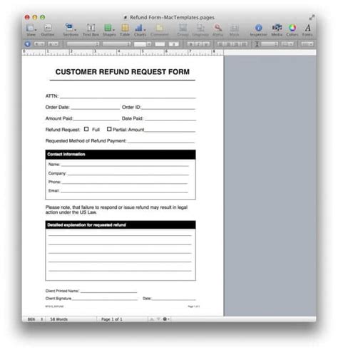 Refund Request Form Template