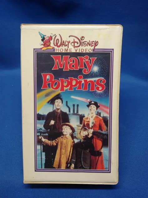 Mary Poppins Vhs Walt Disney Home Video White Label Neon Mickey Clamshell Picclick