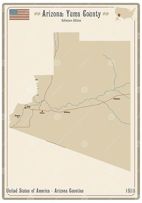 Map Of Yuma County In Arizona Stock Vector Illustration Of Seat