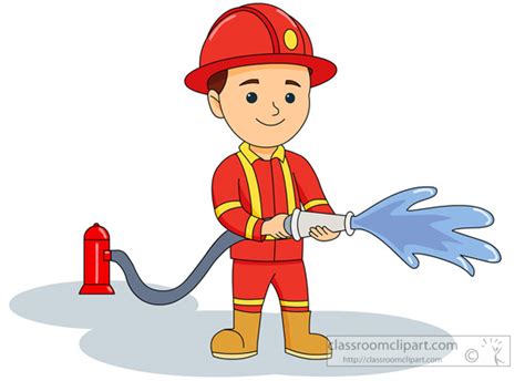 Occupation Clipart Firemen Holding Hose Attached To Hydrant
