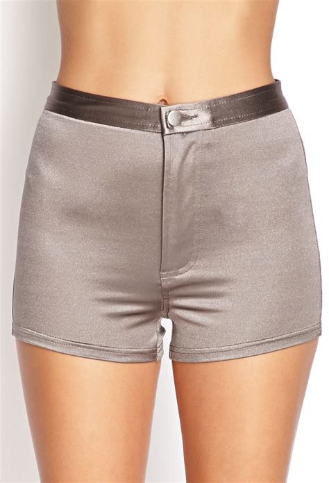 Lyst Forever 21 Glitzy High Waisted Shorts In Metallic