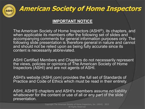 Realtor Presentation American Society Of Home Inspectors Ashi