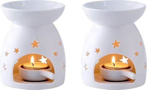 Amazon Com Essential Oil Burners Set Of LOVECASA Ceramic Wax Melt Burners White Aroma