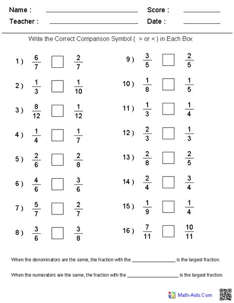 Fractions Worksheets Printable Fractions Worksheets For Teachers