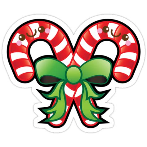 Cute Kawaii Christmas Candy Cane Stickers By Ladypixelle Redbubble