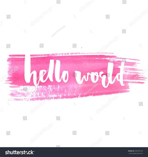 Hello World White Lettering Pastel Pink Stock Vector 358787732