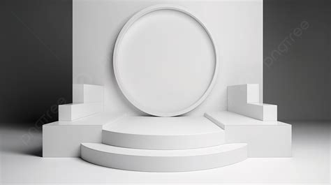 Geometric Podium In 3d White Design Background 3d Stage Product Stage