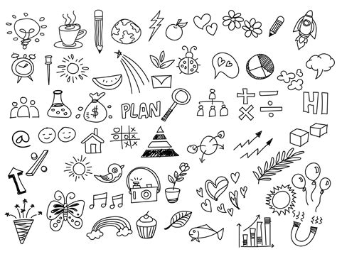 Hand Drawn Set Of Cute Doodles Style On White Background Vector