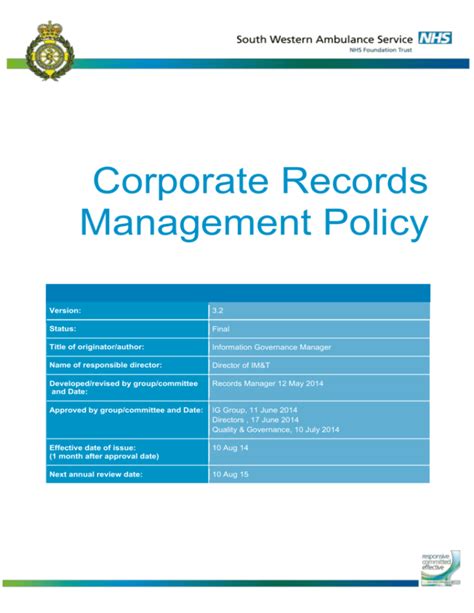 Corporate Records Management Policy
