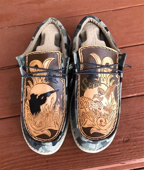 Western Tooled Leather Duck Hunting Hey Dudes Western Shoes Leather