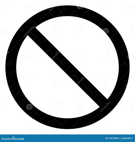 No Sign Black Thin Simple Isolated Vector Stock Vector