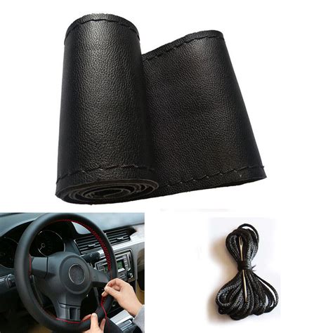 38cm Leather Steering Wheel Cover With Needles Thread Diy Car