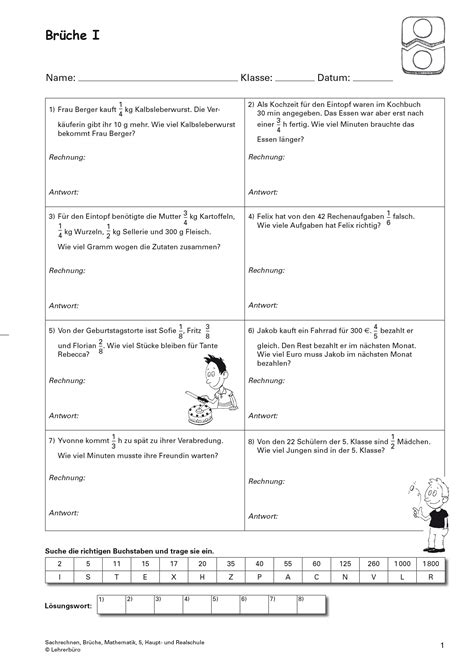 Bruchrechnen ubungen klasse 6 bruchrechnung mit mathefritz uben. Brüche Mathe Arbeitbletter Klasse 6 / Schulaufgaben Mathematik Klasse 6 Realschule | Catlux ...