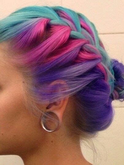 Purple and blue hair hair styles are all the rage, especially now when the hot season is approaching and we wish to experiment with the hair color. Blue pink purple braided dyed hair @manicpanicnyc | Dyed ...
