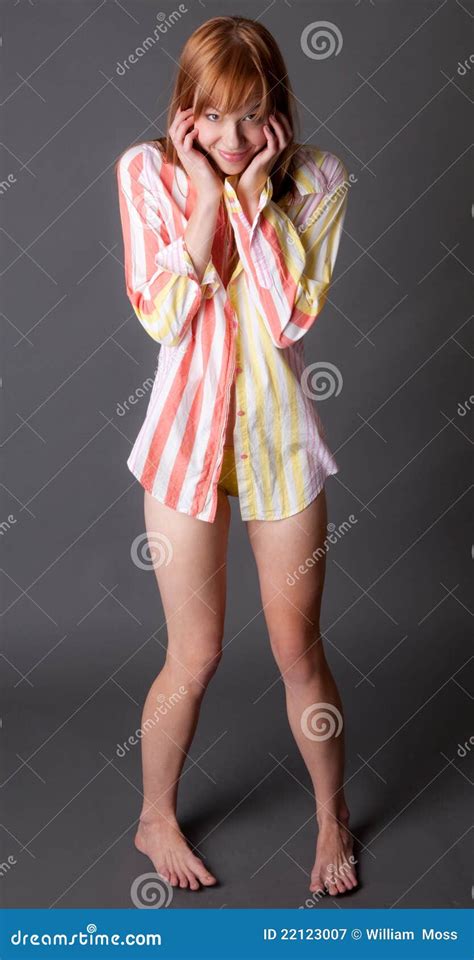 Cute Woman In Shirt And Panties Stock Image Image Of Mischievous Gorgeous 22123007
