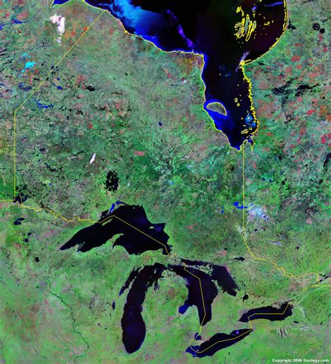 Ontario Map And Satellite Image Roads Lakes Rivers Cities