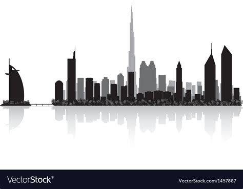 Dubai City Skyline Silhouette Royalty Free Vector Image
