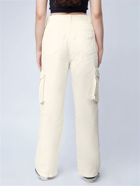 Buy Solids White Womens Cargo Pants Online