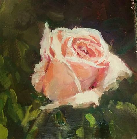 Impressionistic Pink Rose In Oil By Terry Moss Painting Subjects