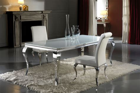 The beauty of modern bedroom furniture. Modern Louis white glass dining table and chair set ...
