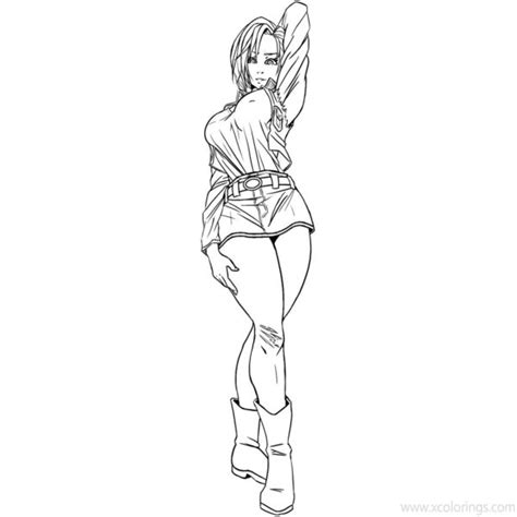 Dbz Android 18 Coloring Pages Lineart