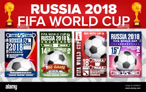 2018 Fifa World Cup Poster Set Vektor Meisterschaft Russland 2018
