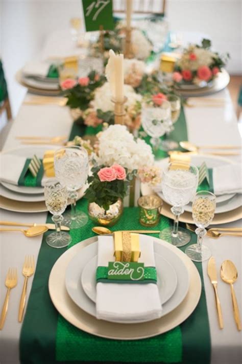 10 Stunning Tablescapes In Green And Gold Party Ideas Party
