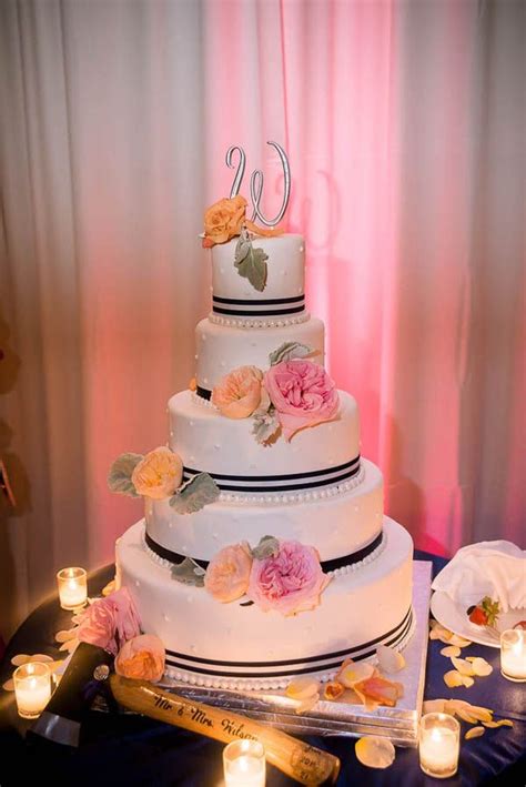 Preppy Navy And Peach Wedding Cake Cakes We Love Pinterest Purple Peach Weddings And Resorts